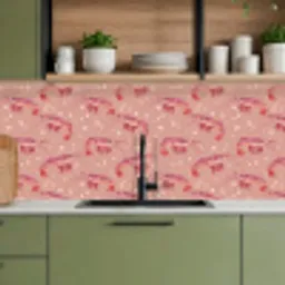Garnalen - Stippen - Roze keuken achterwand 2 middel 871 -sfeer3