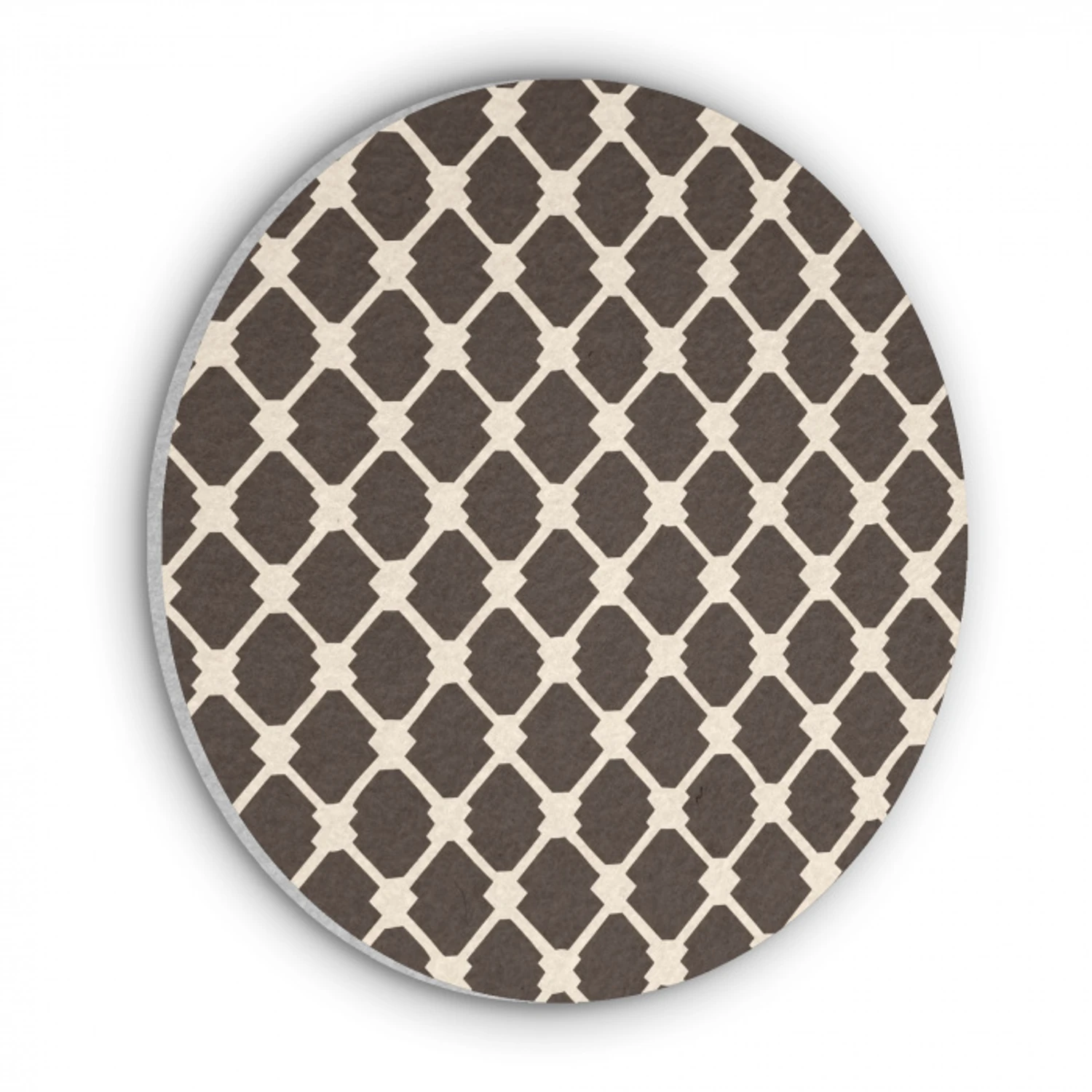 Bruin - Ruitpatroon - Geometrisch Akoestische PET Vilt - Rond klein 838 -3d