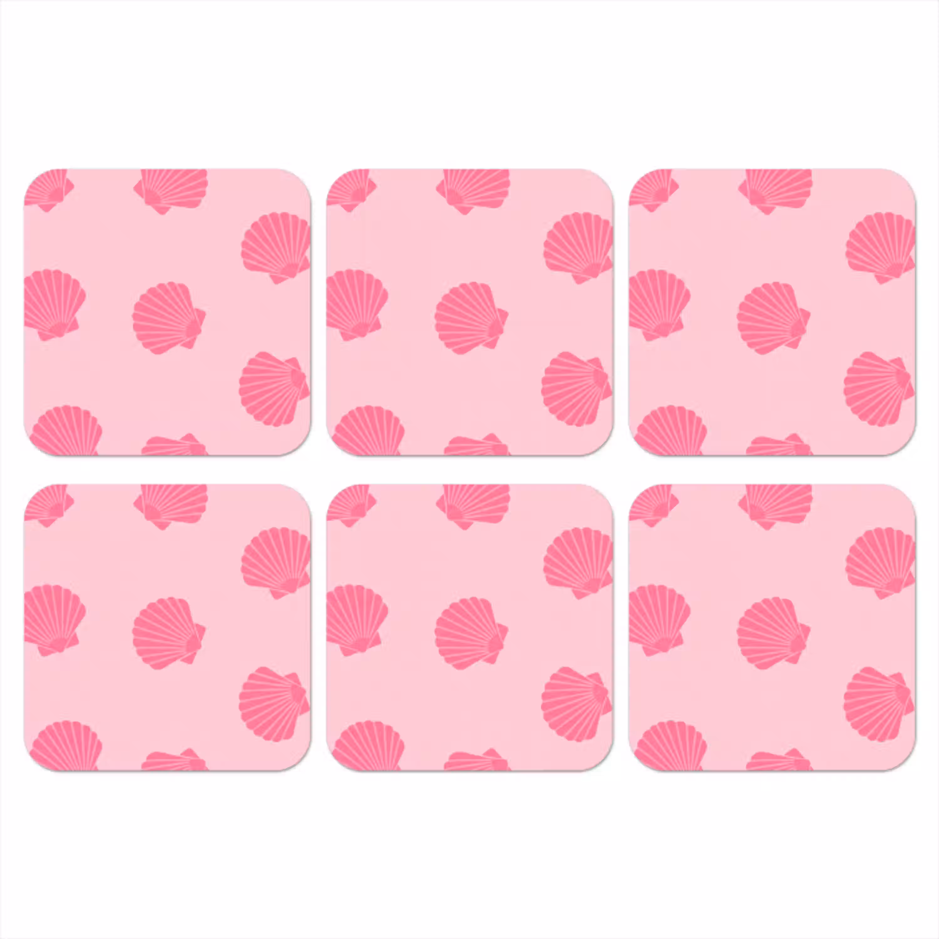 Schelp - Patroon - Zee - Modern - Roze onderzetter kurk middel -3d