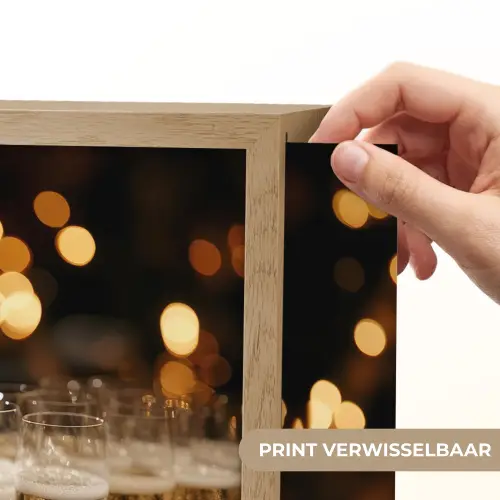 Lichtjes - Champagne - Dienblad - Glazen Light Box met batterij (Wandlamp) middel -USP_websiteprintNL