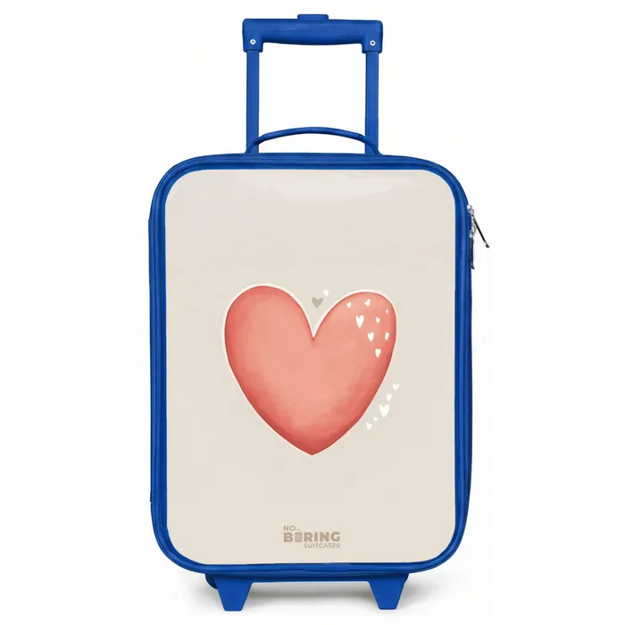Rood hart op een beige achtergrond Kinderkoffer - Blauw klein -zz3dotto