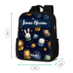 Dieren - Astronaut - Planeten - Sterren Rugzak - Zwart middel -productfoto_formaten