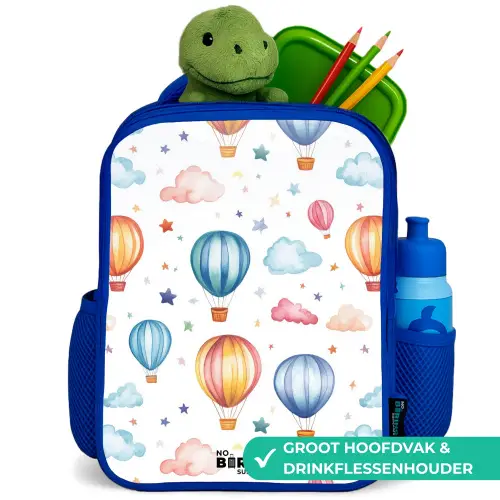 Gekleurde luchtballonnen met sterren en wolken Kinderrugzak - Blauw middel -inhoud_NL