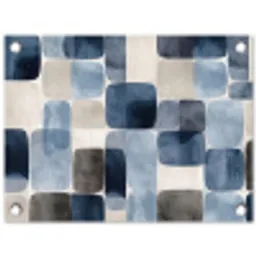 Patroon - Blauw - Vierkanten tuinposter los doek klein -3d