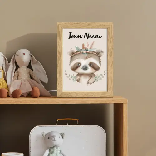 Luiaard - Dieren - Bohemian - Boho Light Box met kabel (Kinderlampje) klein -sfeer2_kind