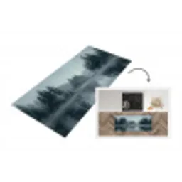 Bos - Meer - Mist - Natuur - Grijs Keukenloper - keukenmat middel -3d