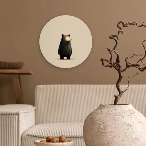Beer - Donkerbruin - Minimalistisch Wandcirkel kunststof plaat 5mm dik klein -sfeer1