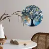 Boom - Blauw - Goud - Abstract Wandcirkel behangsticker klein -sfeer3