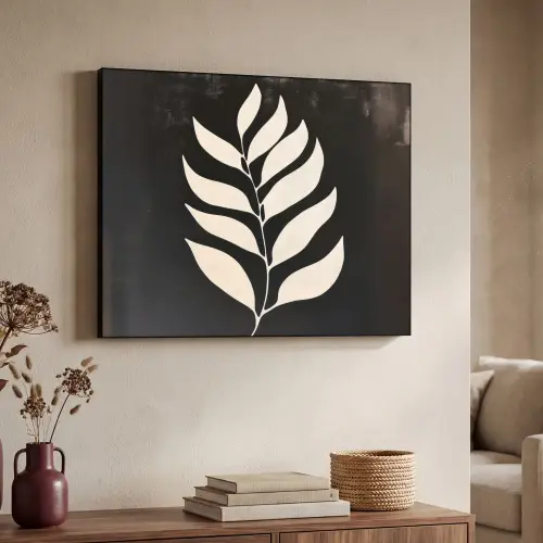 Blad - Wit - Minimalistisch Textielframe - compleet frame klein -sfeer3