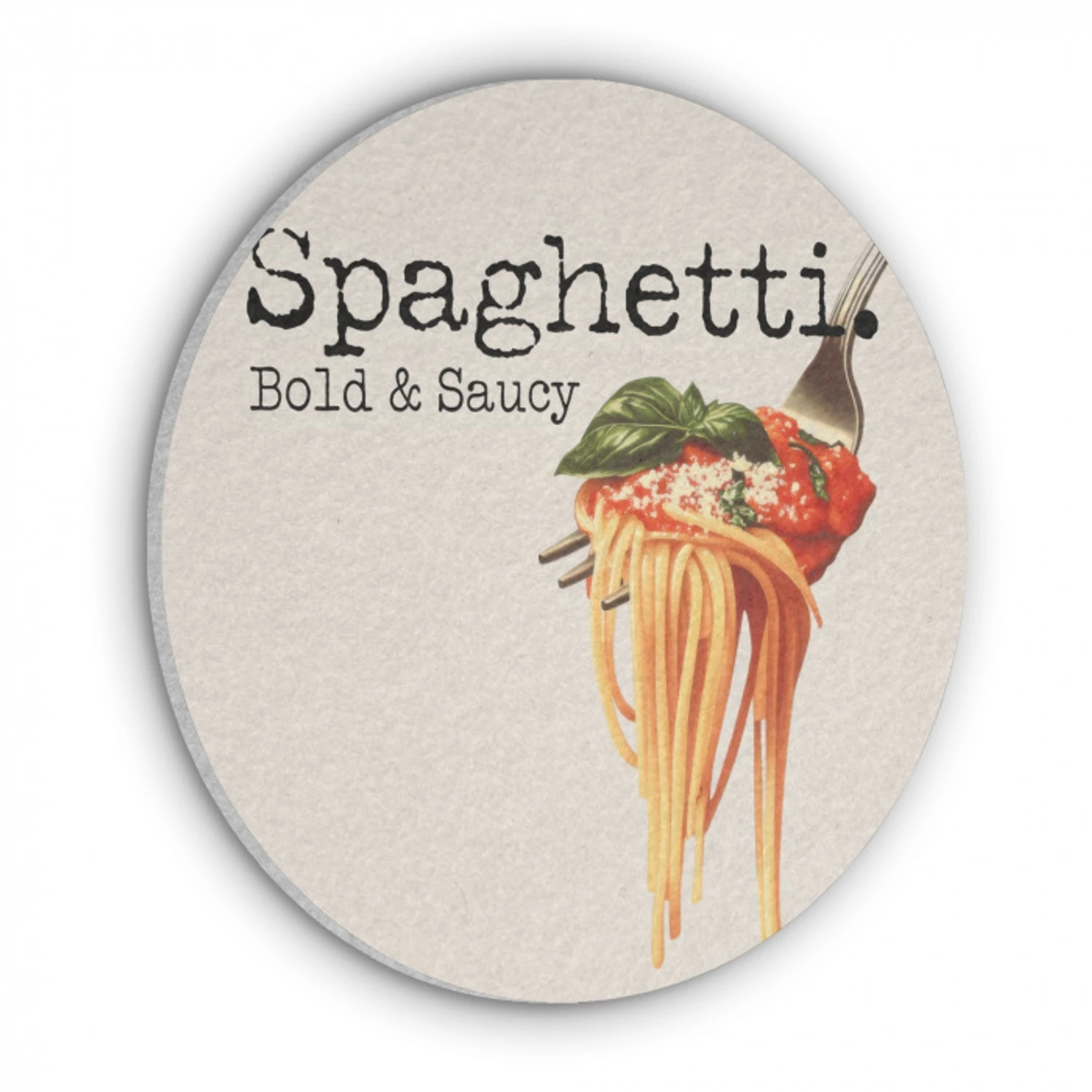 Spaghetti - tomatensaus - Parmezaanse kaas Akoestische PET Vilt - Rond klein -3d