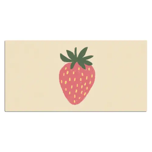Aardbei - Minimalistisch - Rood - Fruit Muismat XXL klein -3d_leeg