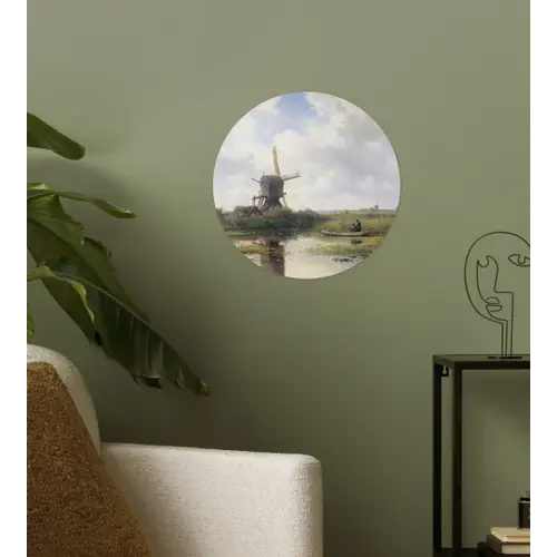 Molen - Willem Roelofs - Oude meesters - Kunst Wandcirkel behangsticker klein -sfeer2