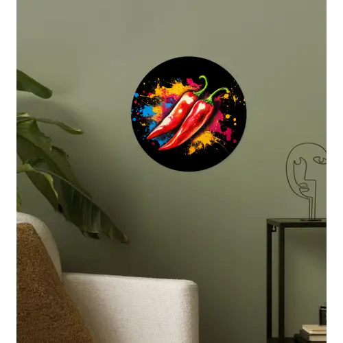 Peper - Graffiti - Verf - Abstract - Modern - Kleurrijk Wandcirkel behangsticker klein -sfeer2