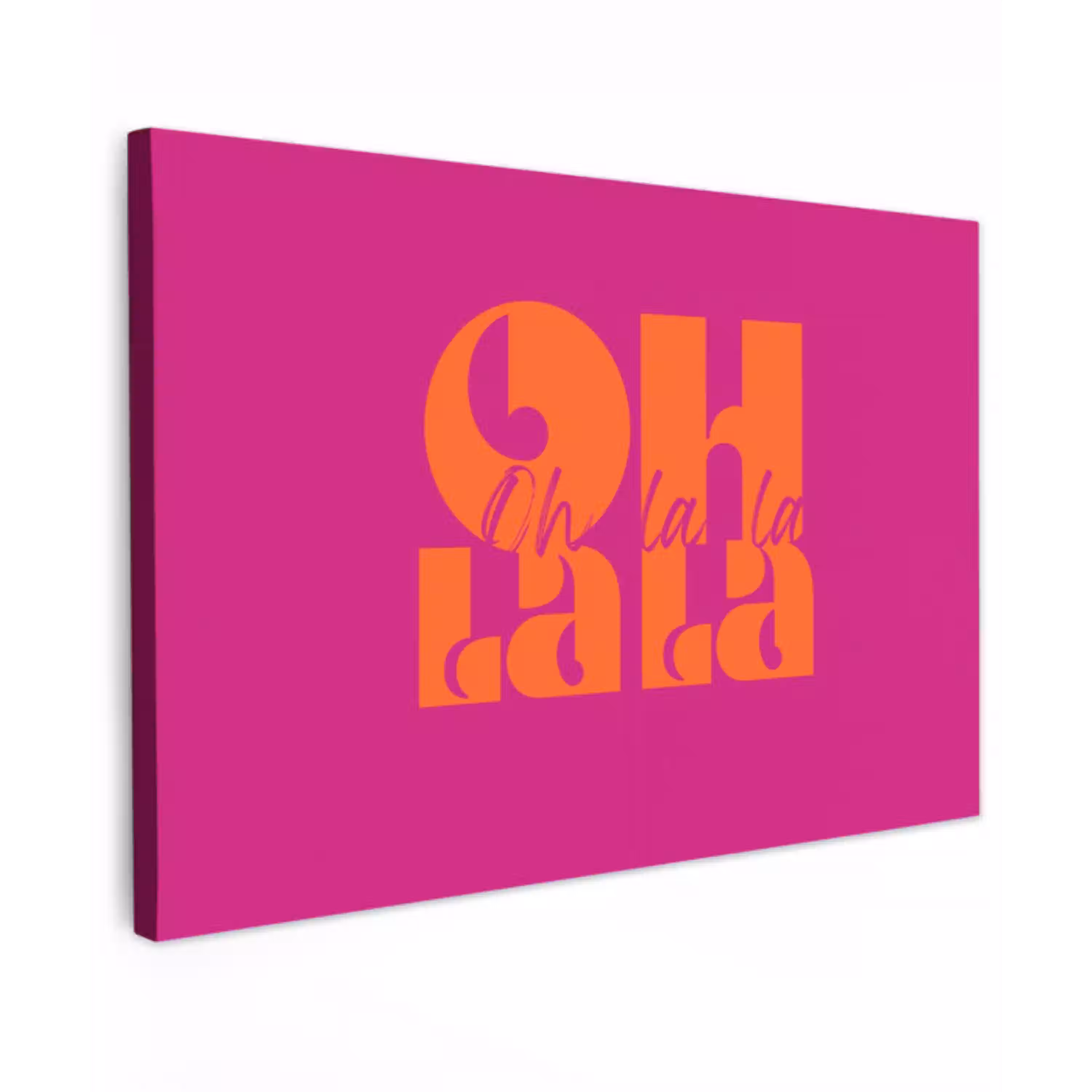 Oh la la - Roze - Oranje - Gestapelde letters Tuinposter op houten frame 2 cm dik klein -3d