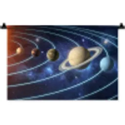 Ruimte - Zonnestelsel - Blauw Wandkleed katoen klein -zz3d