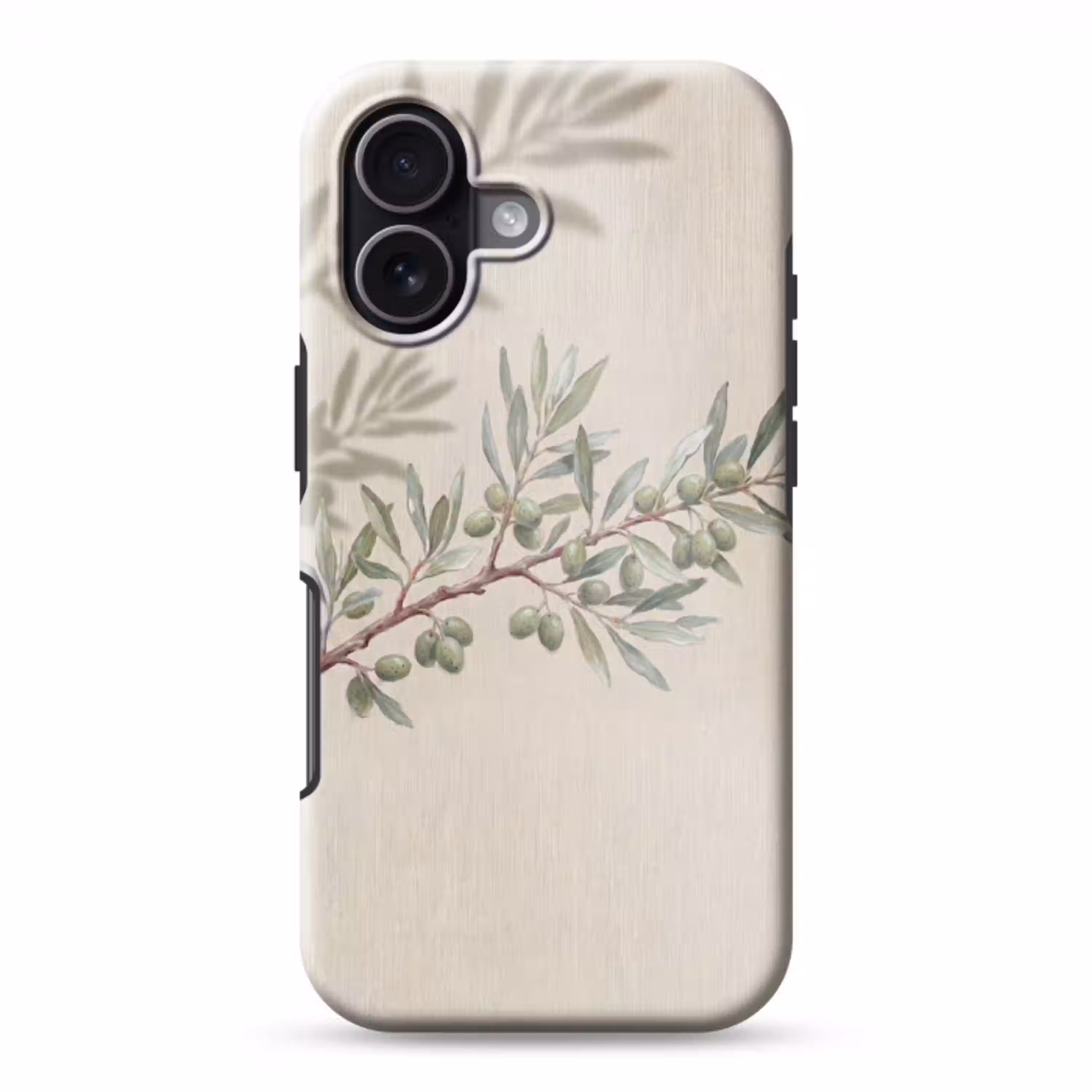 Olijftak - Bladeren - Natuur - Groen - Beige Toughcase MagSafe Apple iPhone 17 klein -3d