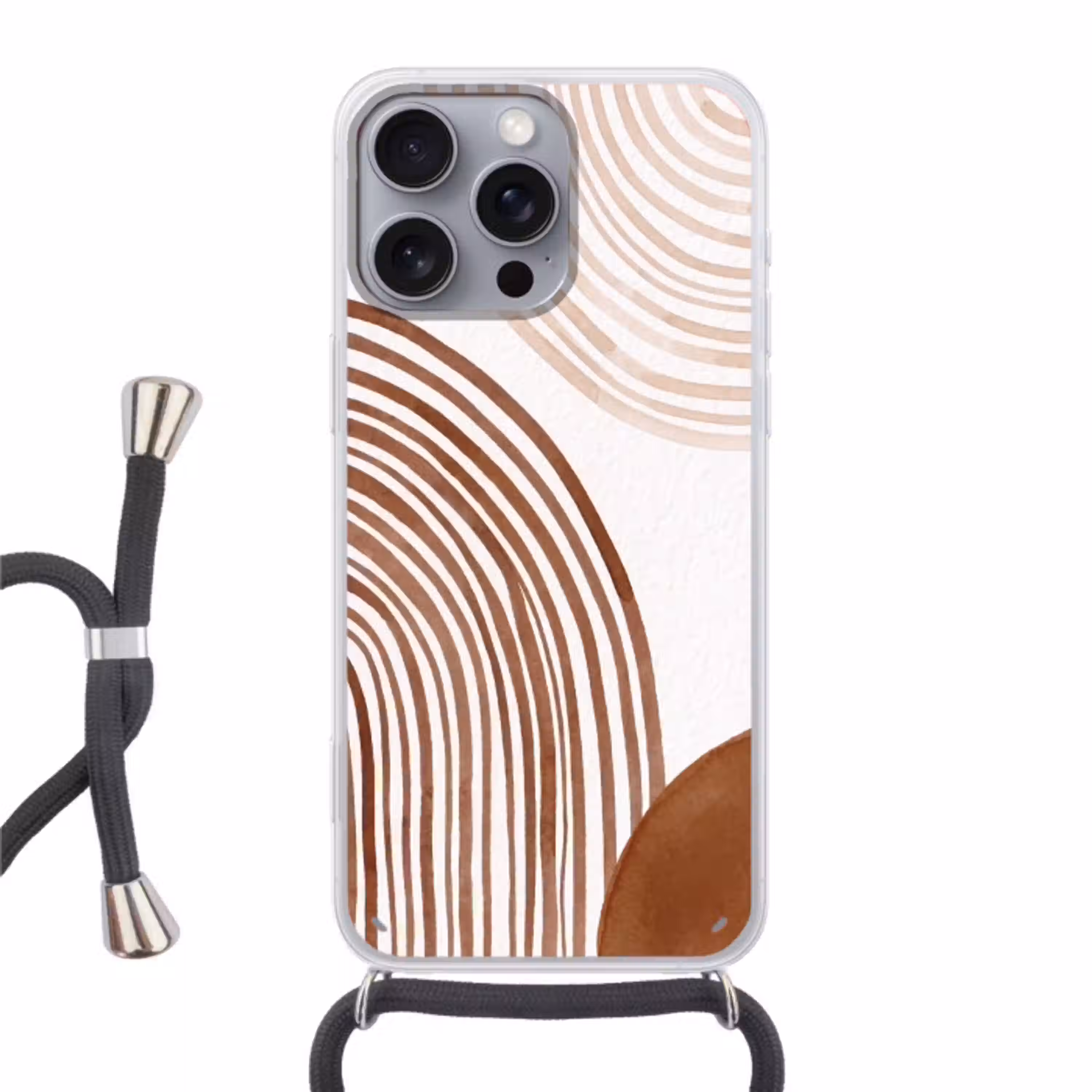 Lijnen - Minimalistisch - Kunst Hoesje iPhone 16 Pro Max met koord klein -3d