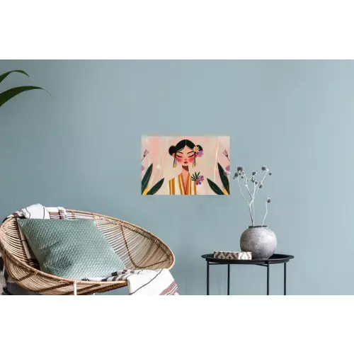 Vrouw - Bloemen - Pastel Muursticker klein -plant