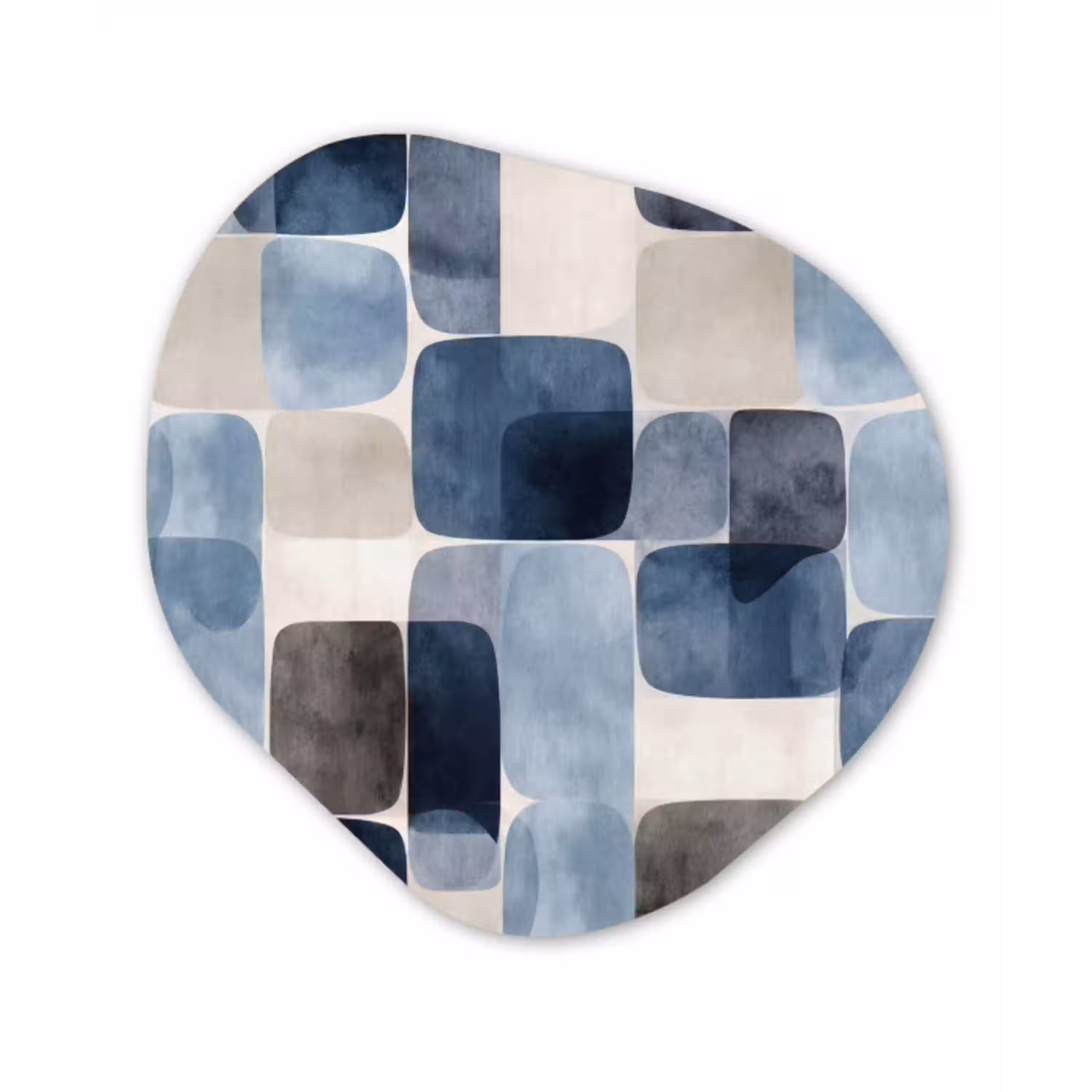 Patroon - Blauw - Vierkanten Wandcirkel Organisch Forex 3mm klein -3d