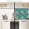 Retro - Bloemen - Patronen - Blauw keuken achterwand 2 middel 871 -voor-na2_NL
