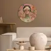 Vrouw - Bril - Roze - Bloemen Akoestische PET Vilt - Rond klein -sfeer1