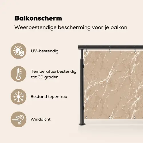 Beige - Marmer - Organisch - Wit Balkonbeschermer Duitsland klein 596 -specs_NL