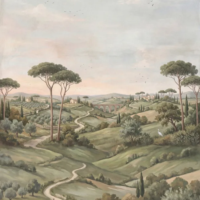 Behang - Landschap - Heuvels - Zandpad - Groen