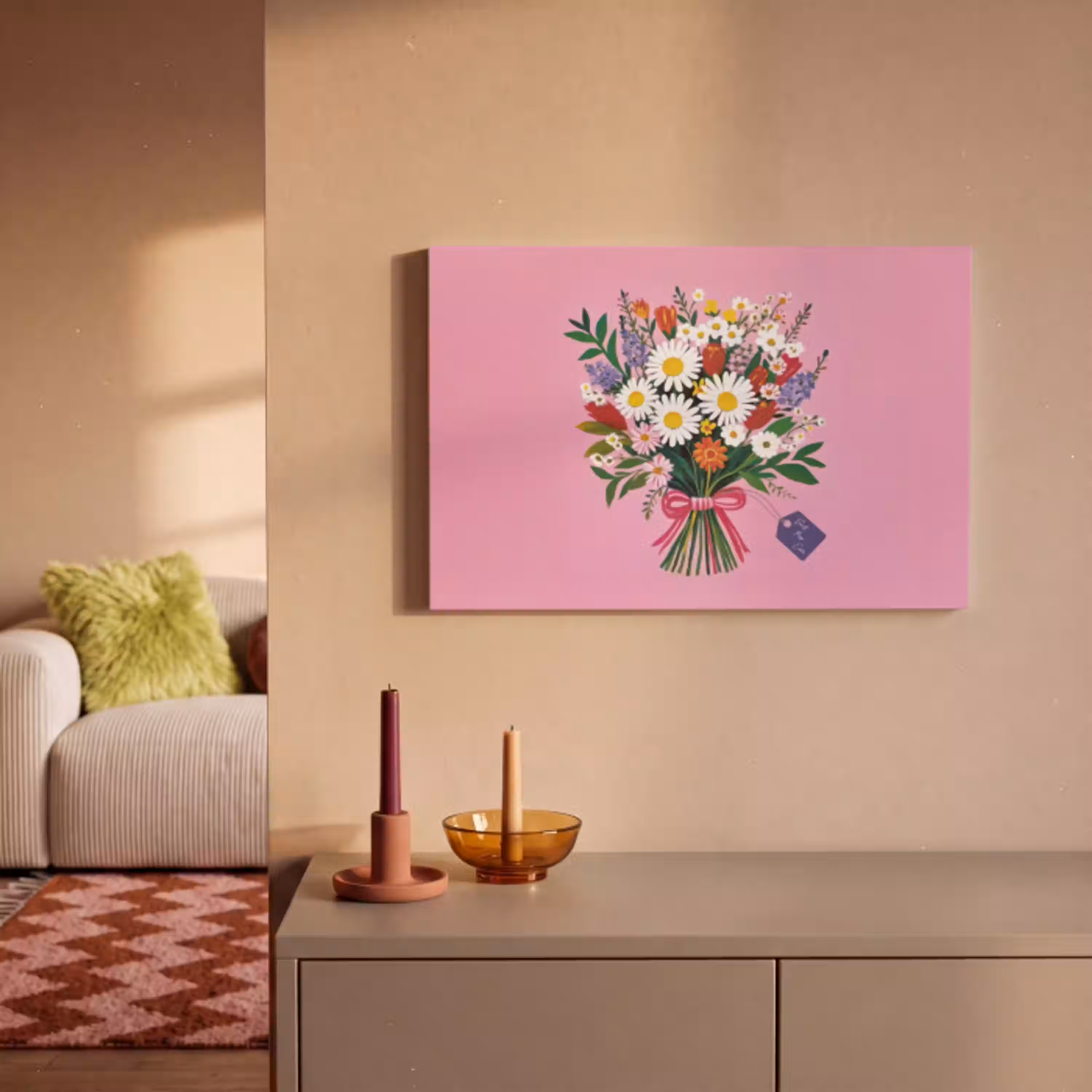 Bloemen - Quote - Kaartje - Kleurrijk canvas 2cm klein -sfeer1