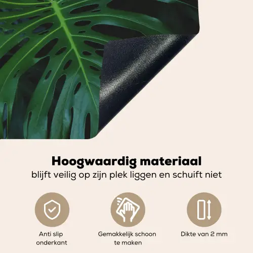 Monstera - Jungle - Bladeren Inductie beschemer met haakjes klein -ky-onderkant-nl