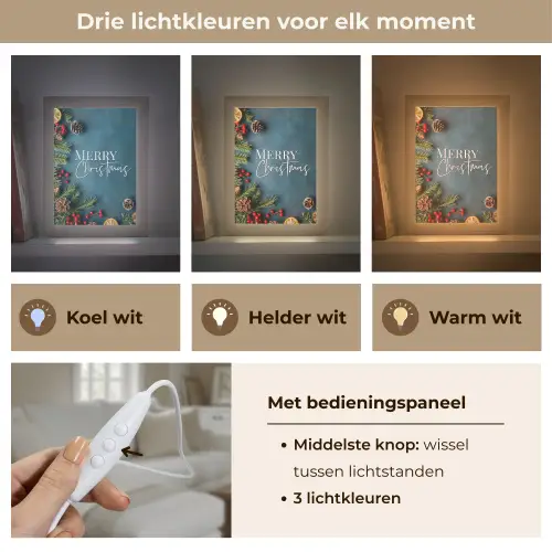 Merry Christmas - Blauw - Kerst - Winter Light Box met kabel (Tafellamp) klein -USP_lichtkleurNL