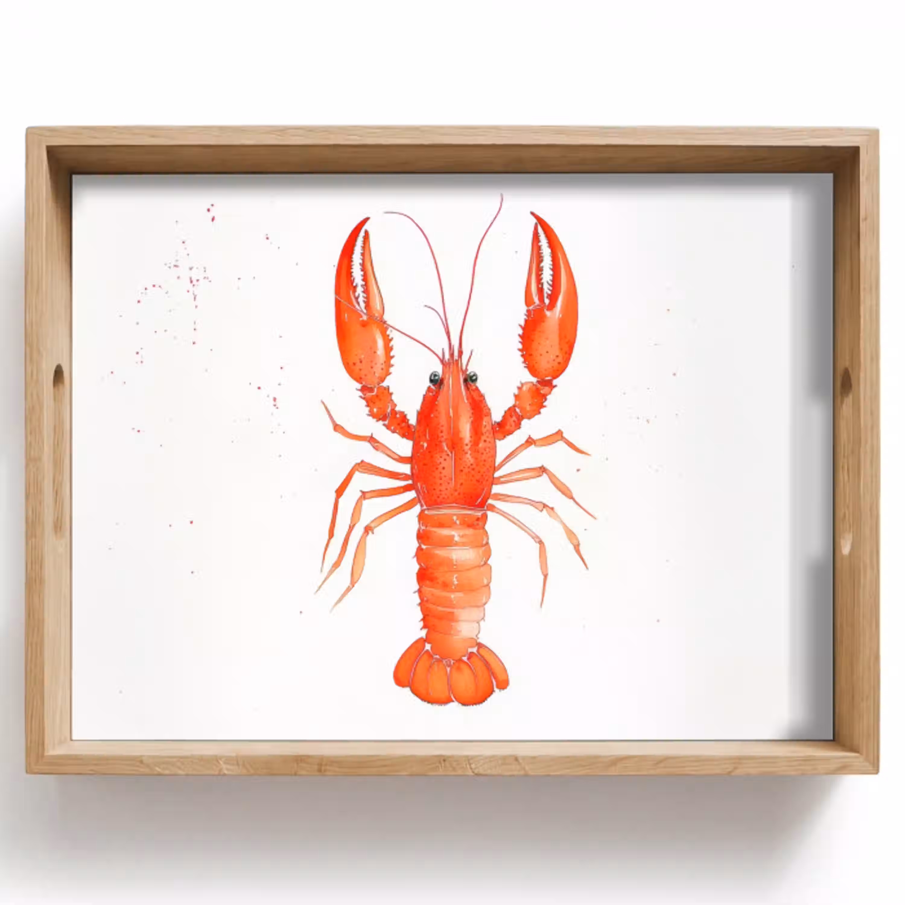 Kreeft - Waterverf - Aquarel - Oranje Dienblad Rechthoek middel -z3d_shopping