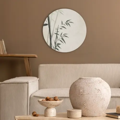 Japandi - Bamboe - Beige Akoestische PET Vilt - Rond klein -sfeer1
