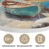 Boten - Rotsen - Zee - Zon Akoestische PET Vilt - Rond klein -closeup_NL