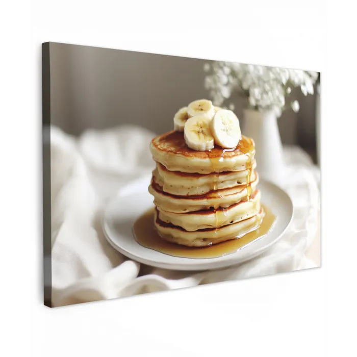 Pannenkoeken - Banaan - Siroop - Wit - Beige canvas 2cm klein -z3d