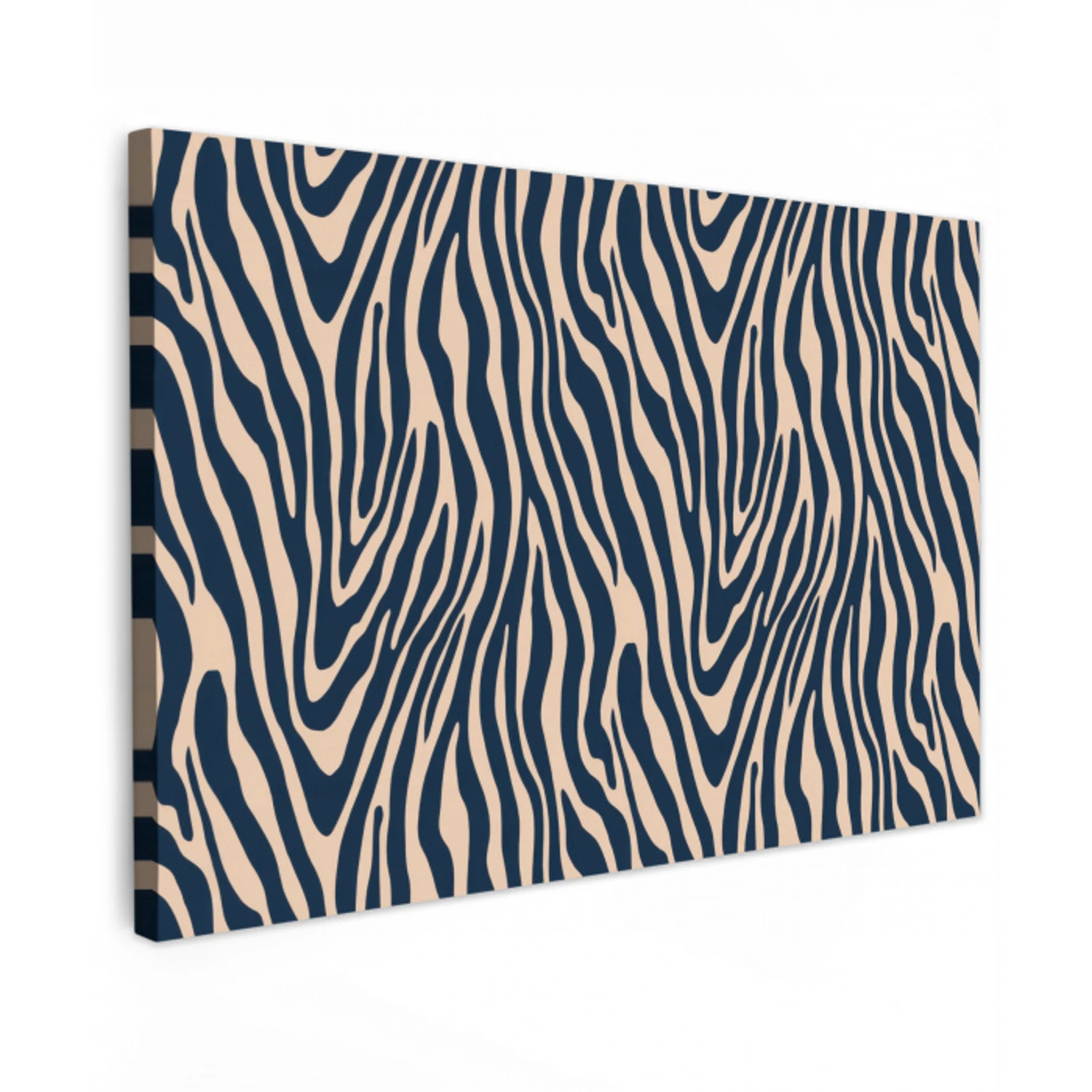 Zebra - Patroon - Blauw - Beige Tuinposter op houten frame 2 cm dik klein 845 -3d