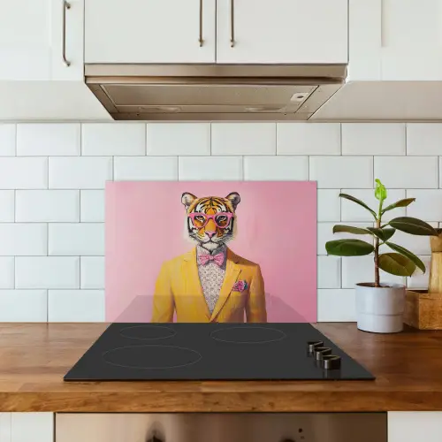 Tijger - Bril - Geel - Jasje keuken achterwand spatscherm klein -sfeer2