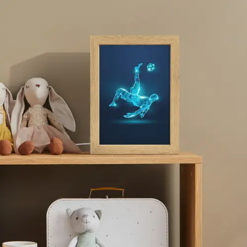Voetballer - Blauw - Neon Light Box met kabel klein -sfeer2_kind