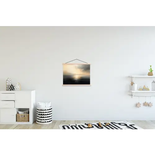 Zon - Horizon - Zee textielposter latten blank klein -kinderkamer
