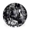 Springen - Paard - Zwart - Wit Wandcirkel aluminium klein -3d