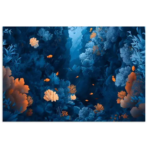 Koraalrif - Vissen - Oceaan - Blauw poster papier klein -3d