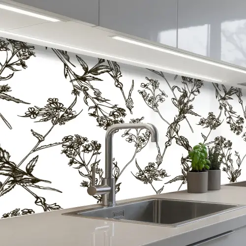 Vintage - Planten - Bloemen - Patronen keuken achterwand 2 middel 871 -3d_schuin