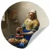 Het melkmeisje - Kunst - Oude meesters - Vermeer Wandcirkel behangsticker klein -3d