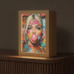 Vrouw - Kauwgom - Graffiti - Love Light Box met kabel (Tafellamp) klein -z3d_website