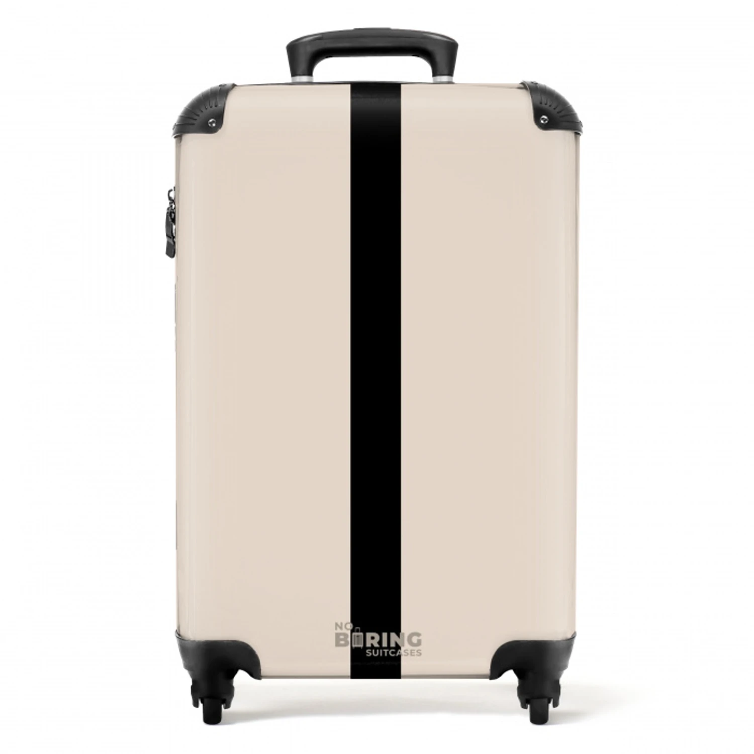 Minimal - Beige met zwarte streep NBS - Handbagage koffer - Unisex middel -productfoto_recht