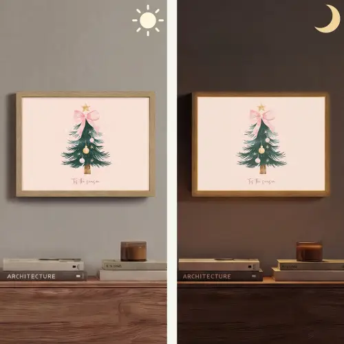 Christmas Season - Kerst - Kerstboom - Roze Light Box met batterij (Wandlamp) middel -sfeer3
