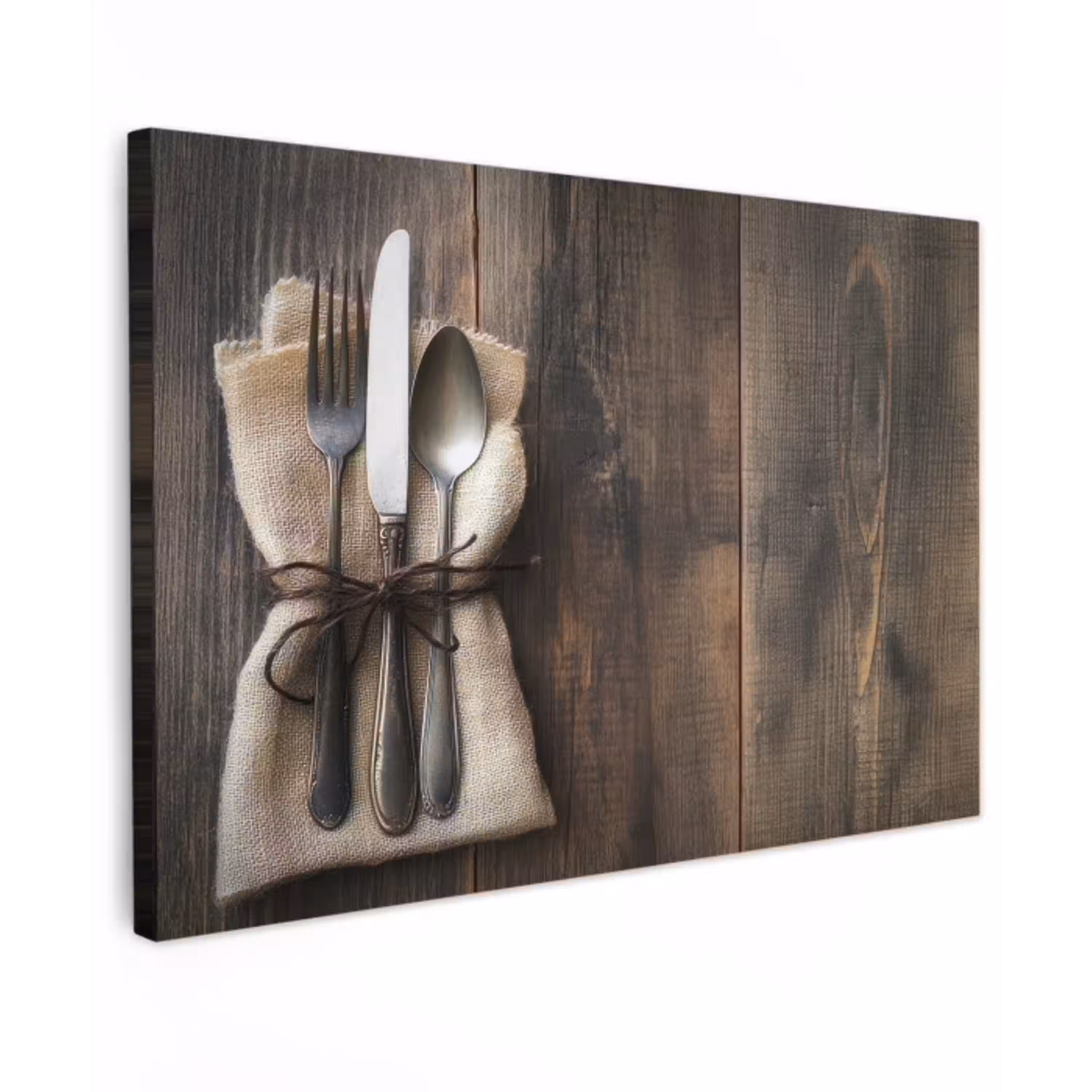 Bestek - Strikje - Zilver Tuinposter op houten frame 2 cm dik klein -3d