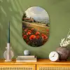 Klaprozen - Rood - Heuvels - Landschap Wandcirkel Ovaal Forex klein -sfeer2