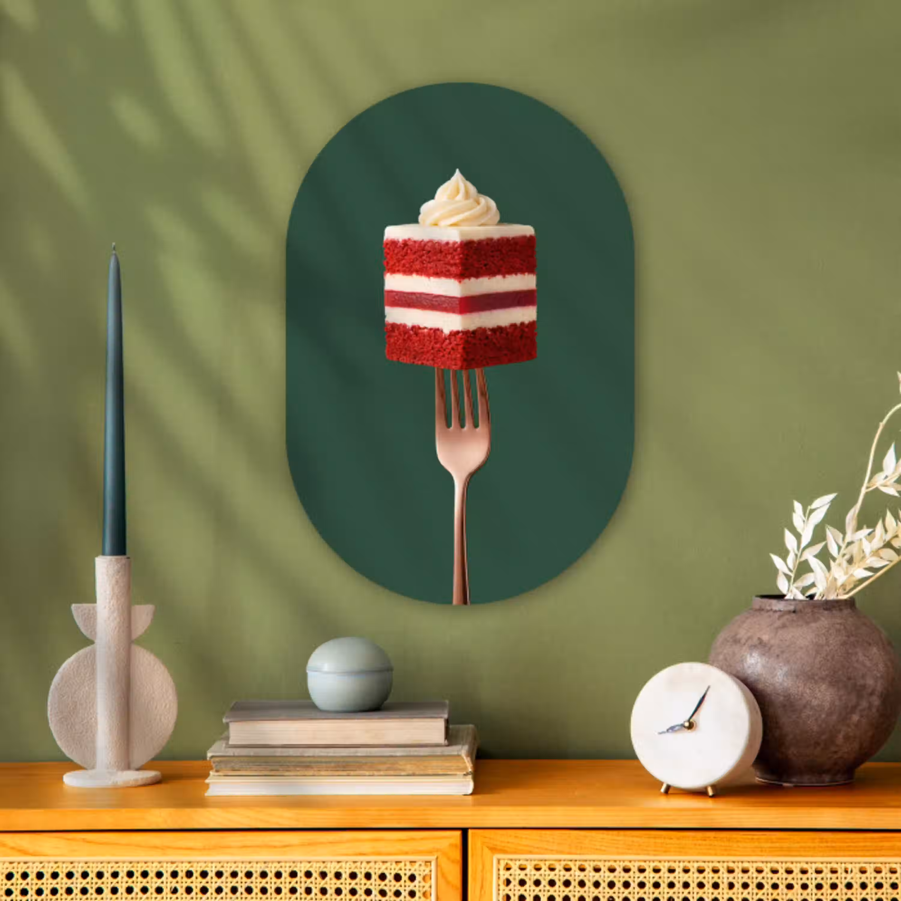 Cake - Vork - Rood Wandcirkel Ovaal Forex klein -sfeer2
