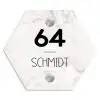 Wit marmer - Modern Naambord Hexagon klein -3d