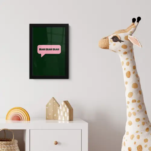 Tekstwolk - BLAH BLAH BLAH - Roze fotolijst zwart zonder passe partout klein -usfeer4_kinderkamer